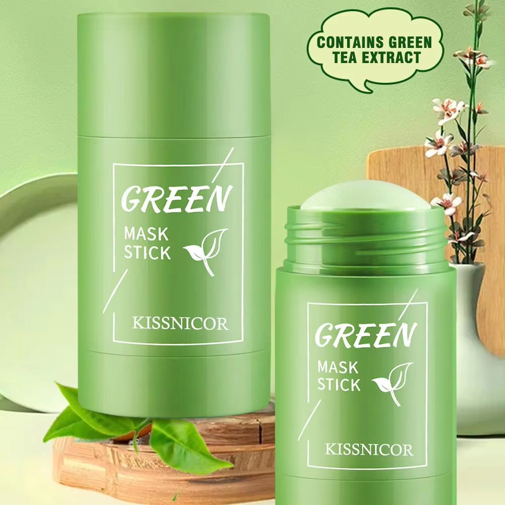 Face Clean Mask Green Tea Cleansing Stick Mask Shrink Pores Deep Blackhead Remover Facial Cleansing Moisturizing Mask 40G