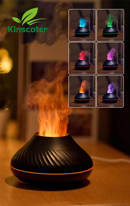 Colorful Flame Aromatherapy Humidifier Cool Mist Maker 130Ml USB Essential Oil Aroma Diffuser for Home Bedroom Office Hotel