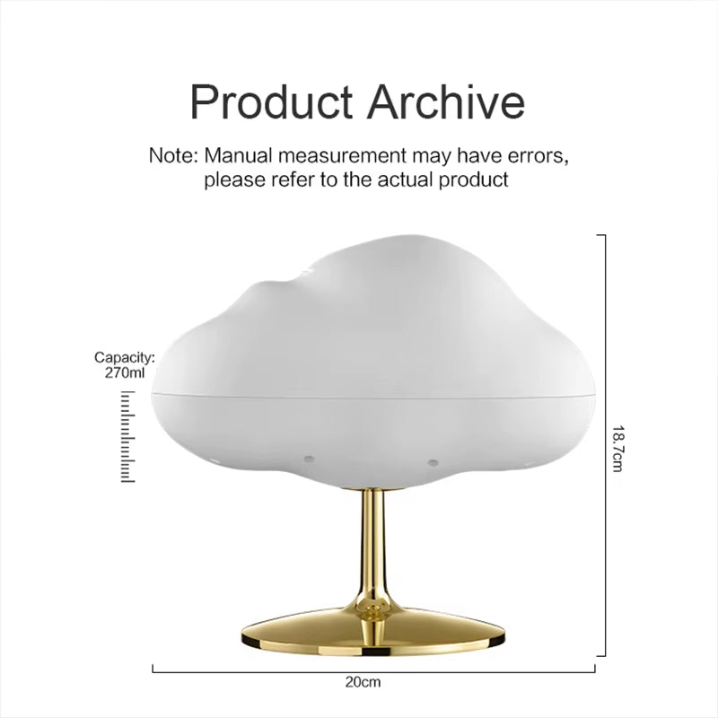 Cloud Air Humidifier Aromatherapy Fragrance Essential Oil Diffuser Warm Colors Night Light Mode