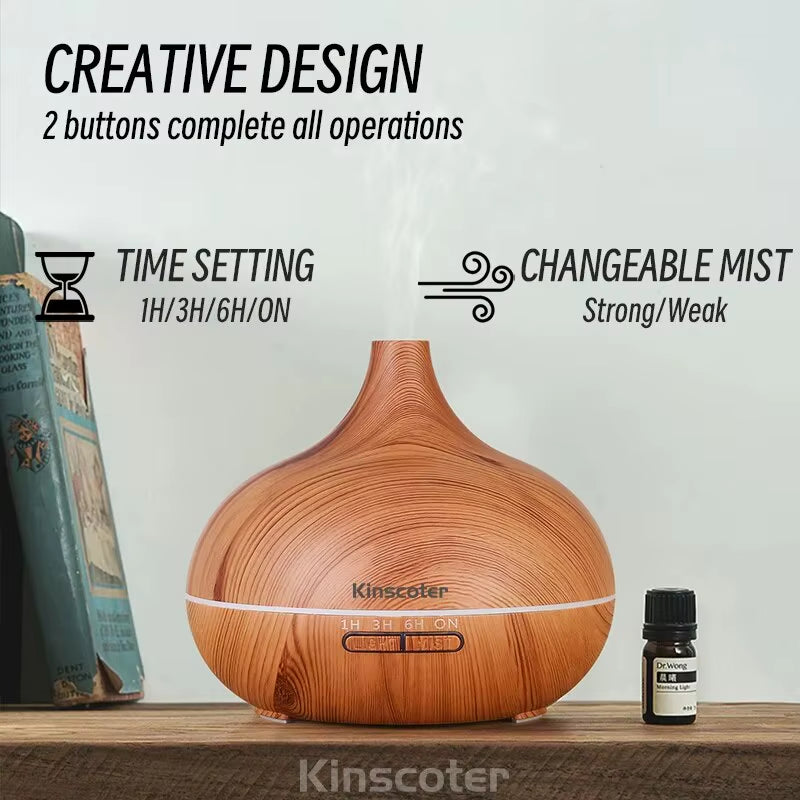 500Ml Wood Grain Aroma Diffuser Onion Air Humidifier Aromatherapy Essential Oil Diffuser Ultrasonic Atomizer for Home