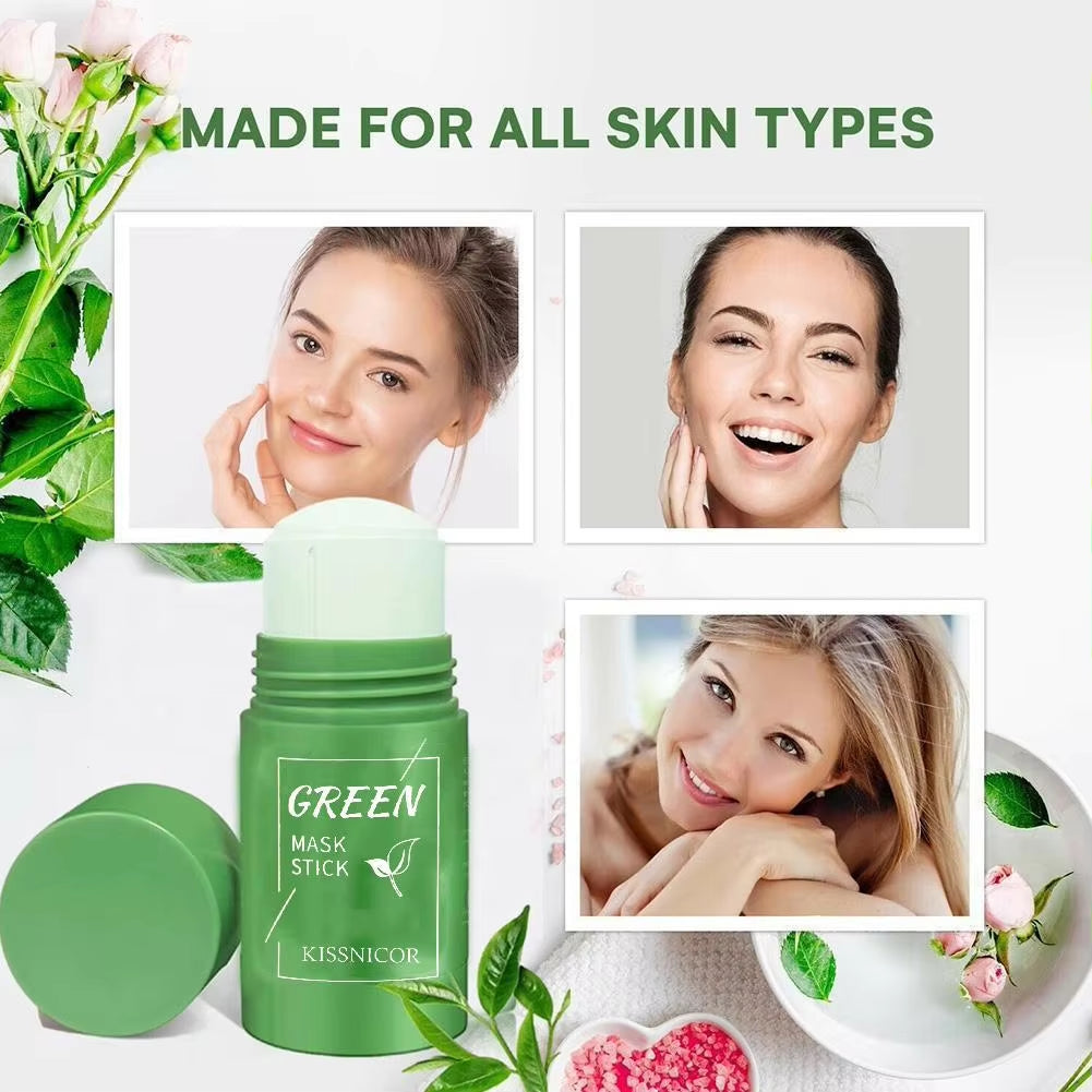 Face Clean Mask Green Tea Cleansing Stick Mask Shrink Pores Deep Blackhead Remover Facial Cleansing Moisturizing Mask 40G