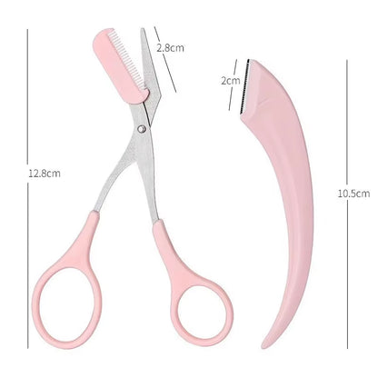 Karsyngirl 1/2/3Pcs Eyebrow Trimming Knife Eyebrow Face Razor for Women Eyebrow Scissors with Comb Brow Trimmer Scraper