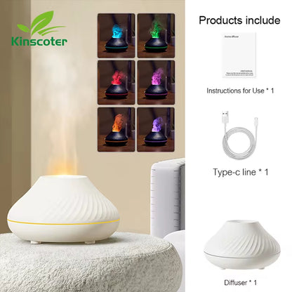 Colorful Flame Aromatherapy Humidifier Cool Mist Maker 130Ml USB Essential Oil Aroma Diffuser for Home Bedroom Office Hotel